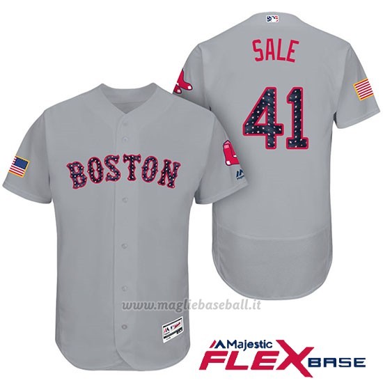 Maglia Baseball Uomo Boston Red Sox 2017 Estrellas y Rayas 41 Chris Sale Grigio Flex Base
